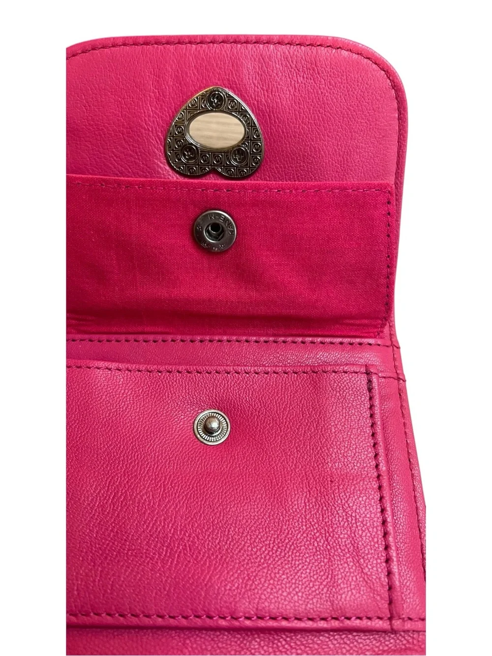 Free People Lock It Up Leather Heart Turn Lock Wallet Pink